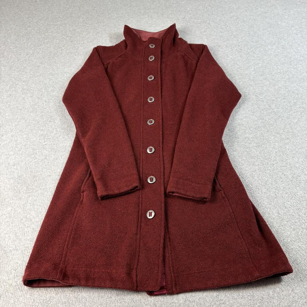 Kuhl Jacket Women Small Red Savina Alfpaca Fleece Button Front Coatigan Duster